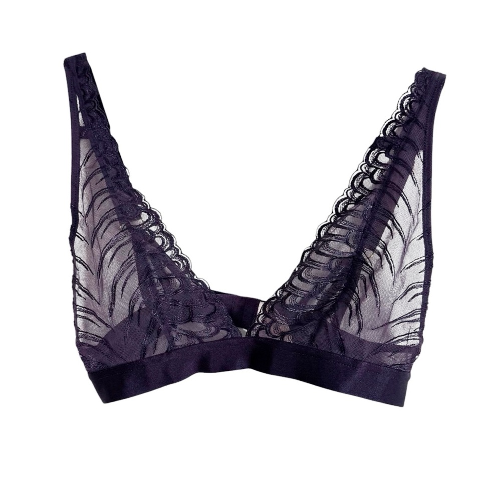 Playful Promises X Underclub Bralette M Sheer Embroidered Floral Triangle